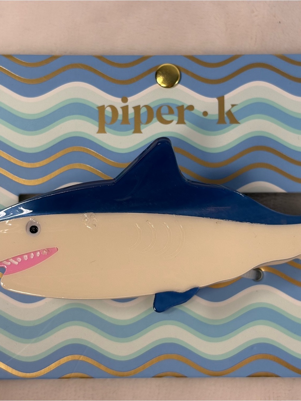 Piper•k Blue & White Shark Hair Claw Clip Vacation Summer Fun Acrylic NEW